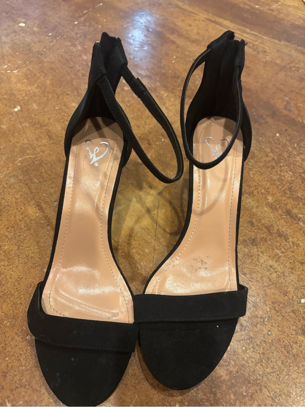 Windsor Black Suede Open-Toe Ankle-Strap Heels
